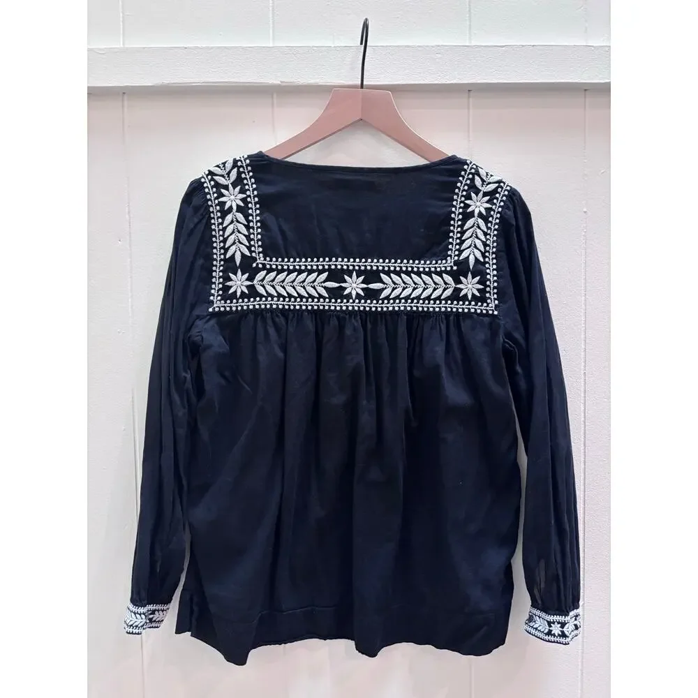 J.Crew Embroidered Voile Cotton Blouse Top szS - Picture 3 of 3